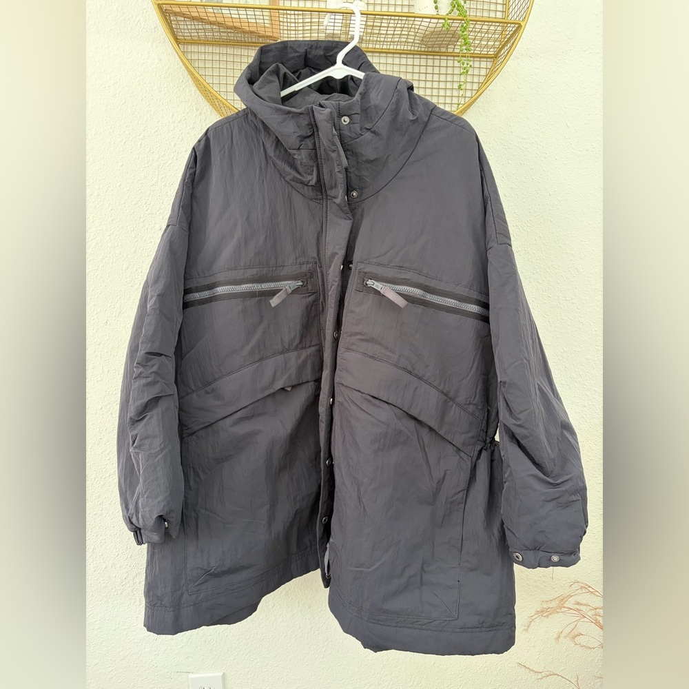 Free People Dark Gray Hooded Puffer Coat